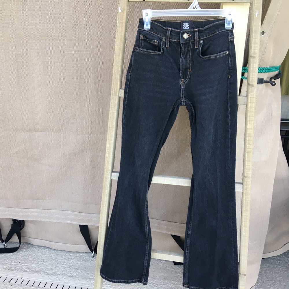 BDG Y2K Retro Dark Wash Black Flare Wide Leg Jeans 90’s Festival SZ 25